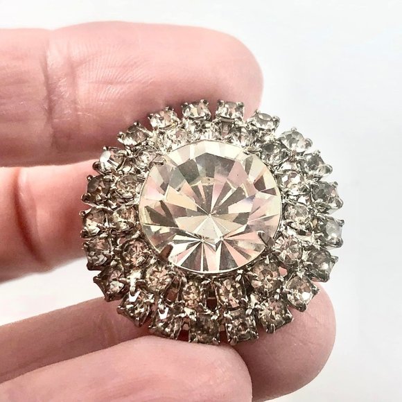 Vintage Multi Prong Set Rhinestones Dress Ornament Decoration Accent Button - Picture 5 of 5